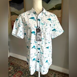 MBX Blue Flamingo Cotton Button Down Shirt